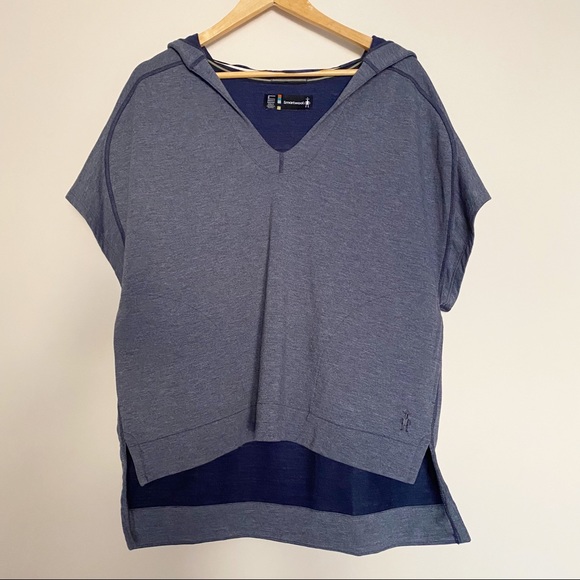 Smartwool Active Reset Hooded Pullover Short Sleeve Sweater Blue - S - Picture 4 of 10
